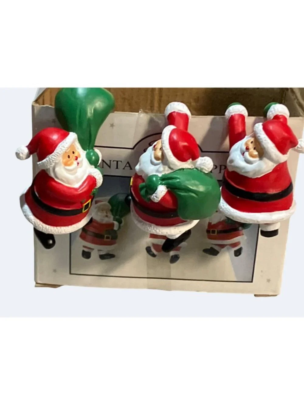Scotts Santa Lamp Toppers Collectible Giftware Set Of 3 Figures
